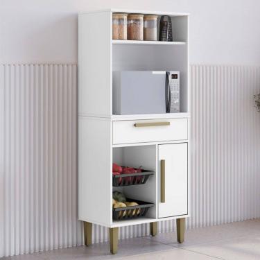 Imagem de Armário de Cozinha Lorena 1 Porta 1 Gaveta com Fruteira Branco - Kaiki Móveis