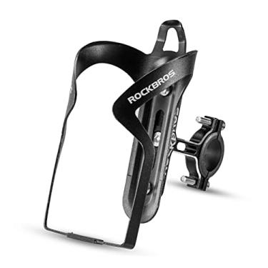 Imagem de ROCKBROS Suporte para copo de bicicleta, suporte de garrafa de bicicleta 2 em 1 gaiolas de garrafa de água de liga de alumínio, porta-copos de rotação universal para guidões de bicicleta, moto, MTB, barco, andador, cadeira de rodas, carrinho de passeio