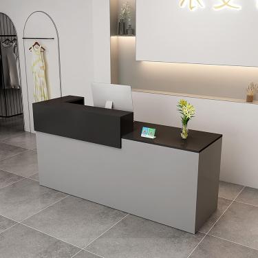 Imagem de Balcão De Varejo Moderno, Mesa De Balcão De Recepção, Balcão De Checkout Com Gaveta, Mesa De Recepção Da Recepção, Para Check-out, Escritório, Salão De, Black+white-a, 120x60x100cm