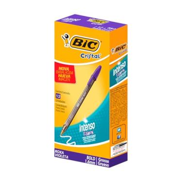 Imagem de Caneta Esferográfica 1.6mm, BIC , Cristal Intenso Fashion, Roxa, 12 Unidades