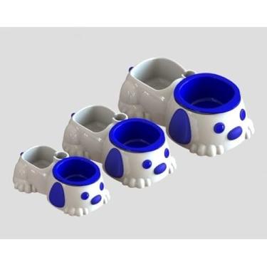 Imagem de Comedouro Duplo Pata Forte Antiformigas e Antiderrapante para Cães e Gatos (Azul,N2-300ml / 310g)
