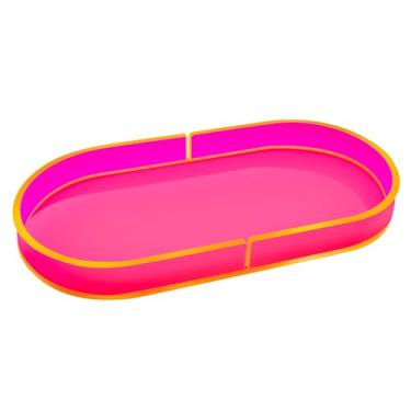 Imagem de Bandeja decorativa de acrílico, perfume, joias, bugigangas, para banheiro, sabonete, tanque, pia pequena, vela para pegar todos os organizadores, 30 x 16 cm, rosa neon