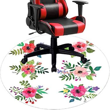 Imagem de Tapete de cadeira de escritório com flores, textura de flor, tapete de cadeira de mesa para piso de madeira de escritório em casa, protetor de piso de pilha baixa, redondo 119 cm