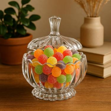 Imagem de Bomboniere Pequena de Vidro 11cm x 11xm x 10,5cm Gemma - Jolitex MEK