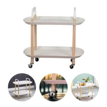 Imagem de Carrinho Organizador Branco Multiuso 2 prateleira c/ Rodinha - TOP RIO