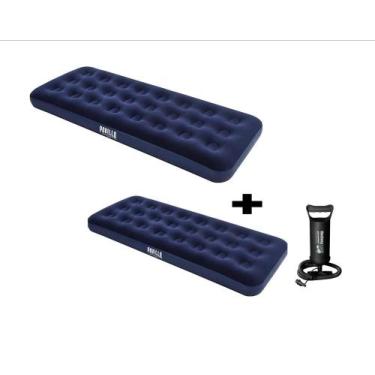 Imagem de Colchao Inflavel Solteiro 2 Unidades com 1 Bomba de Ar Kit Bestway (Su