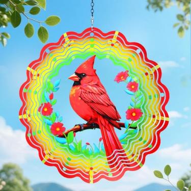 Imagem de CABRHEART Wind Spinners 30,5 cm 3D aço inoxidável cardinal pendurado, spinner, presentes para mulheres, mãe, avó, apanhadores de vento, escultura cinética para decoração de jardim interno e externo