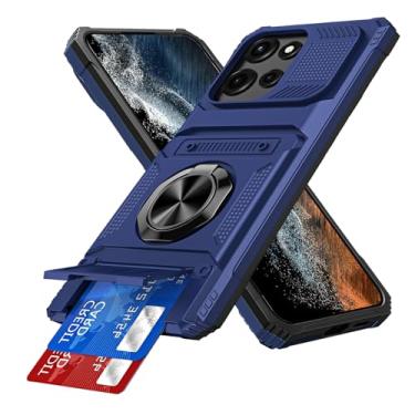 Imagem de COTDINFOR Capa para Moto G Stylus 5G 2025 com suporte para cartão [loja 2 cartões] Suporte de anel de 360° Capa protetora de corpo inteiro resistente à prova de choque para Moto G Stylus 5G 2025 Azul