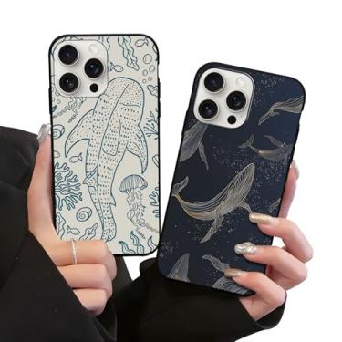 Imagem de Zrutru Pacote com 2 capas de telefone fofas de verão para iPhone 15 Pro Max, baleia, tubarão, oceano, recifes de corais, água-viva, para meninas, mulheres, meninos, homens, capa à prova de choque