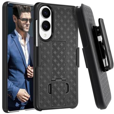 Imagem de Fingic Capa para Samsung Galaxy S25 Edge com clipe de cinto, capa fina combo com suporte, coldre giratório, resistente, à prova de choque, antiarranhões, proteção total para Galaxy S25 Edge, 2025