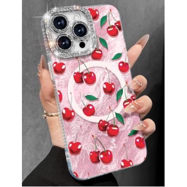 Imagem de Toycamp Capa para iPhone 15 ProMax - Compatível com Magsafe Aesthetic Cute Holographic i 15 Pro Max Capa com Protetor de Lente Diamante Bling para Apple 15ProMax Capa para Mulheres e Meninas, PK