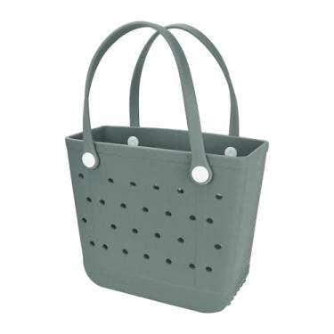 Imagem de Addoklm Bolsa de praia de borracha extra grande leve pequena para academia, impermeável, bolsa aberta média para esportes na piscina, M - vidro verde, Medium