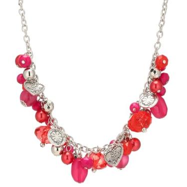 Imagem de PEARL&CLUB Colar feminino de contas grossas com pingente de prata, colar boêmio, bijuteria, presente de aniversário para ela, Resina, Sem Pedra Preciosa