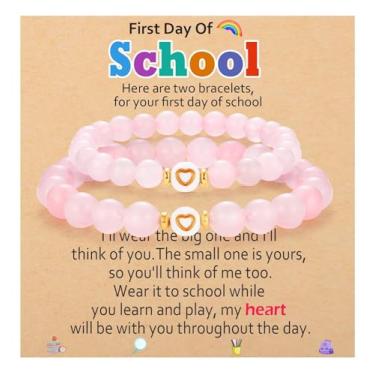 Imagem de OAVOOK First Day of Kindergarten/School/Pre-k Gifts Back to School Gifts Mommy and Me Pulseiras para meninas mães e filhas, First Day of School Gifts, Pedra, Sem Pedra Preciosa