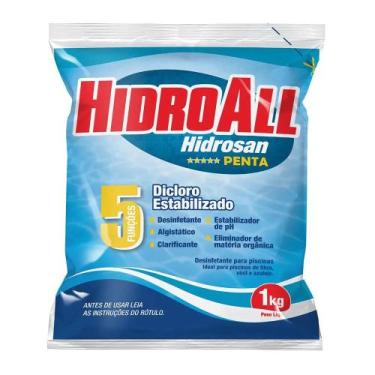 Imagem de Pacote de Cloro Hidrosan Penta 5 em 1 Multifunção 1kg Hidroall