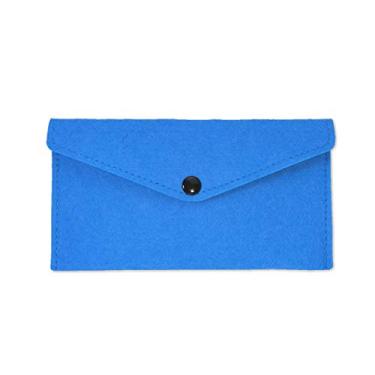 Imagem de Bolsa de feltro para celular – Bolsa de feltro macia protetora para celular, canetas de dinheiro, óculos de sol, fone de ouvido portátil com bateria, L 7.5'' W 4.1'' H 0.3'', Sky-Blue Felt