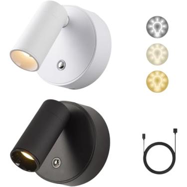 Imagem de Luminária LED Recarregável USB‑C Sem Fio Sensor Toque 3 Níveis Luz Rotação 360° Ímã Forte Parede Quarto Leitura (Preto)