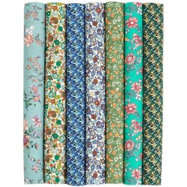 Imagem de Oaixuilhy 7 peças Fat Quarters 100% algodão pacotes de tecido floral pré-cortado quadrados 45,7 cm x 55,88 cm para bricolage Quilting Sewing Patchwork Crafts Mini Flower