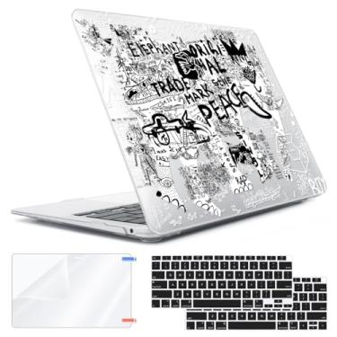 Imagem de HOHAIYOO Capa para MacBook Air de 13 polegadas 2018, 2019, 2020, 2021, 2022, versão A2337, M1, A2179, A1932, Retina Display e Touch ID, capa rígida de plástico + capa de teclado + protetor de tela +