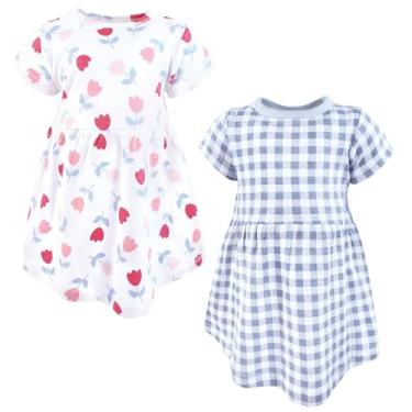Imagem de Luvable Friends Hudson Baby Vestidos de manga curta 2 unidades, Conjunto de tulipas em flor, 3-6 Meses