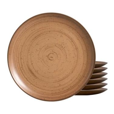 Imagem de Jogo De Pratos Fundo Cerâmica Kit 6 Peças 29Cm Kya Terracota - Alleanz