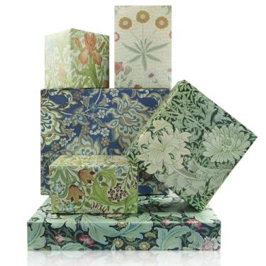 Imagem de Papel de embrulho floral vintage para meninas e meninos, 6 folhas de papel de embrulho de flores retrô para presente, 6 designs de papel de arte dobrável de flores silvestres para artesanato faça você