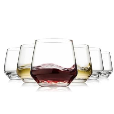 Imagem de Conjunto de 6 taças de vinho sem haste para uso diário, hospedagem, bar em casa, festa noturna, aniversários, presente de inauguração de casa, transparente