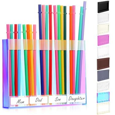 Imagem de Qinyoung Suporte de canudo de acrílico para porta de armário com fita adesiva dupla face organizador de canudo reutilizável armazenamento de copo acessórios de cozinha recipiente para armário de