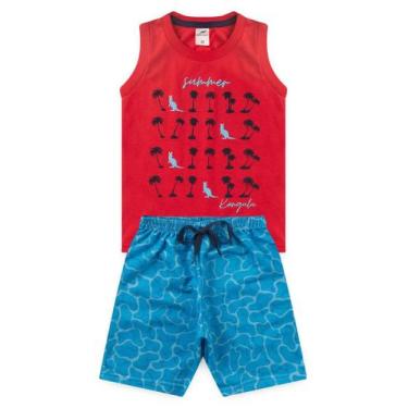 Imagem de Conjunto 2 Peças Infantil Roupa Menino Verão 2025 Regata Summer Kangul
