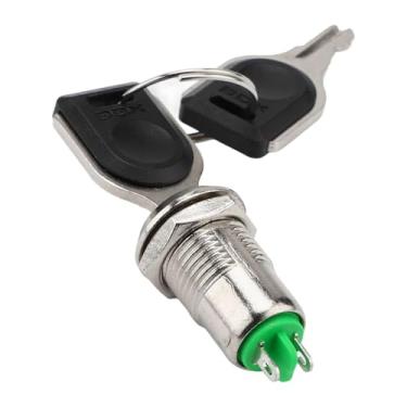Imagem de MERIGLARE Mini fechadura eletrônica 2 posições 12 mm peça de reparo multiuso metal liga/desliga chave trava 2 chaves para kart quadriciclo automotivo