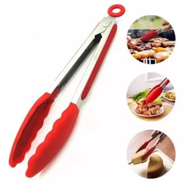 Imagem de Pegador Silicone e Inox para Cozinha Saladas, Carnes e Alimentos