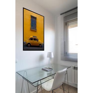 Imagem de Quadro Decorativo Carro Antigo Itália Amarelo - 70X50Cm - Quadros On-L