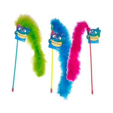 Imagem de Brinquedo Plumas e Penas Varinha Marabu Show para Gatos - Cores Sortidas