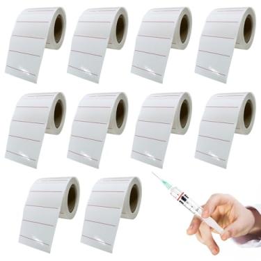 Imagem de Etiquetas de dosagem adesivos de linha de seringa 3,8 cm x 1,3 cm, decalques indicadores de marcação vermelhos brilhantes para clínica de farmácia veterinária, 500 peças por rolo (10 rolos)