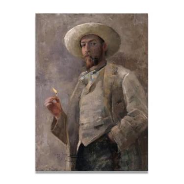 Imagem de Impressão em tela Burning Matches John Lavery Irish Realist Portrait & War Scenes – Arte de parede doméstica vintage 80 x 112 cm sem moldura