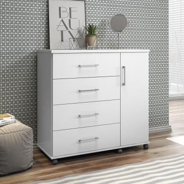 Imagem de Cômoda Belle 4 Gavetas E 1 Porta Lukaliam Móveis Branco Branco
