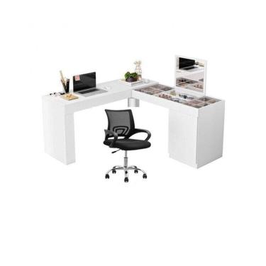 Imagem de Conjunto Escritório 1 Mesa Escrivainha Penteadeira 1 Cadeira de Escritório Diretor Tok Branco
