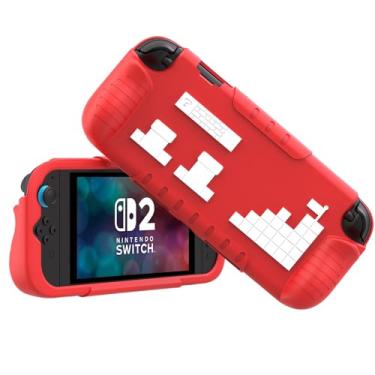 Imagem de TUCANA Capa de silicone macio infantil para Nintendo Switch2 2025 com compartimentos para cartão de jogo, capa protetora à prova de choque com aderência ergonômica, capa para crianças para Switch 2