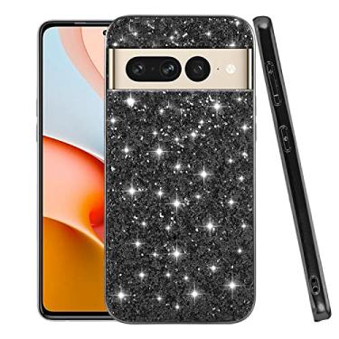 Imagem de Anlalish Capa para celular compatível com Google Pixel 7 Pro, à prova de choque, antiarranhões, capa para Google Pixel 7 Pro, com glitter, TPU e PC, acessórios de proteção Fundas (preto)