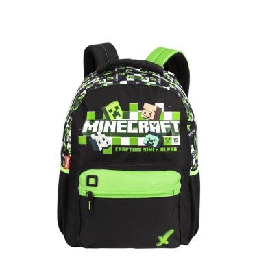 Imagem de Mochila Minecraft Preta Verde Grande Sestini