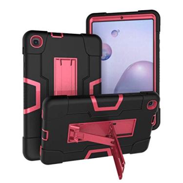 Imagem de Jaorty Capa protetora híbrida 3 em 1 [macia e dura] resistente à prova de choque antiderrapante antiarranhões para Samsung Galaxy Tab A 8.4 2020 (T307), preta/rosered