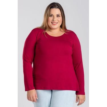 Imagem de Blusa Manga Longa Mullet Feminina Plus Size em Malha de Viscose com El