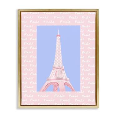 Imagem de Stupell Industries Arte de parede em tela flutuante dourada Torre Eiffel pastel Paris por Pooja Dave, 53 x 43 cm