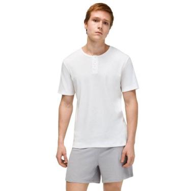 Imagem de Pijama Masculino Curto Gola Portuguesa Hering - Algodão, Bege claro, G