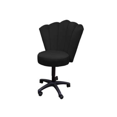 Imagem de Cadeira mocho para estética de luxo Opala - IN-9 Decor, Veludo Preto