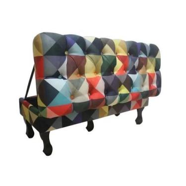 Imagem de /Puff Decorativo Retro Luiz XV Baú - Estampado - 120 cm - ATUAL ESTOFA