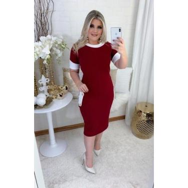 Imagem de Vestido Midi Botão Moda Evangélica Feminina - MISS FLOWER, Vinho, M