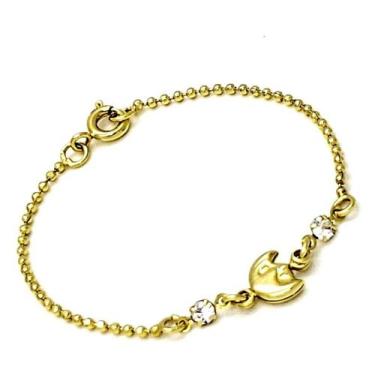 Imagem de Pulseira Infantil Lua E Cristal Banho De Ouro 18k 1215 - Très Chic Joi