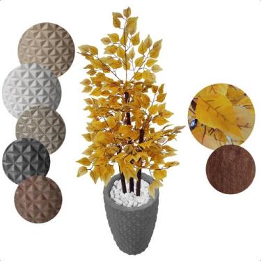 Imagem de Ficus Amarelo Planta Artificial com Vaso Decoração - Flor de Mentirinh