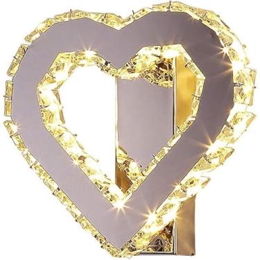 Imagem de Lâmpada De Parede Moderna Em Forma De Coração Led K9 Luzes De Parede De Cristal Luz Branca Quente 3000k Espelho Aço Inoxidável Chrome Crystal Wall Lights Warm Romantic Living Room Bedroom N
